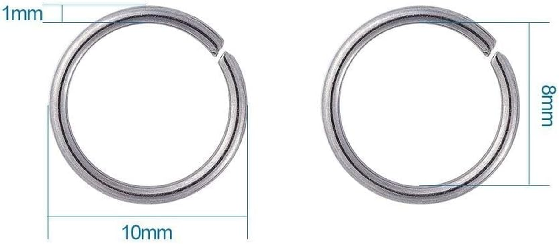 YBVABE Stainless Steel Jump Rings 10Mm 18 Gauge 2000 Pieces 10X1Mm Open Jump Rings Connectors Chainmail Making Jewellery Findings with Case image number 1