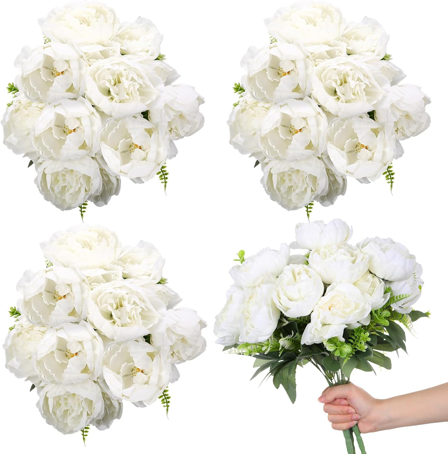 Yunlly 56 Heads Peonies 8 Bunches Artificial Peony Flowers Silk Fake Peony Flowers for Table Centerpieces Boho Home Decor Arrangement Decor Floral Bouquets Wedding Bouquet (White) image number 4