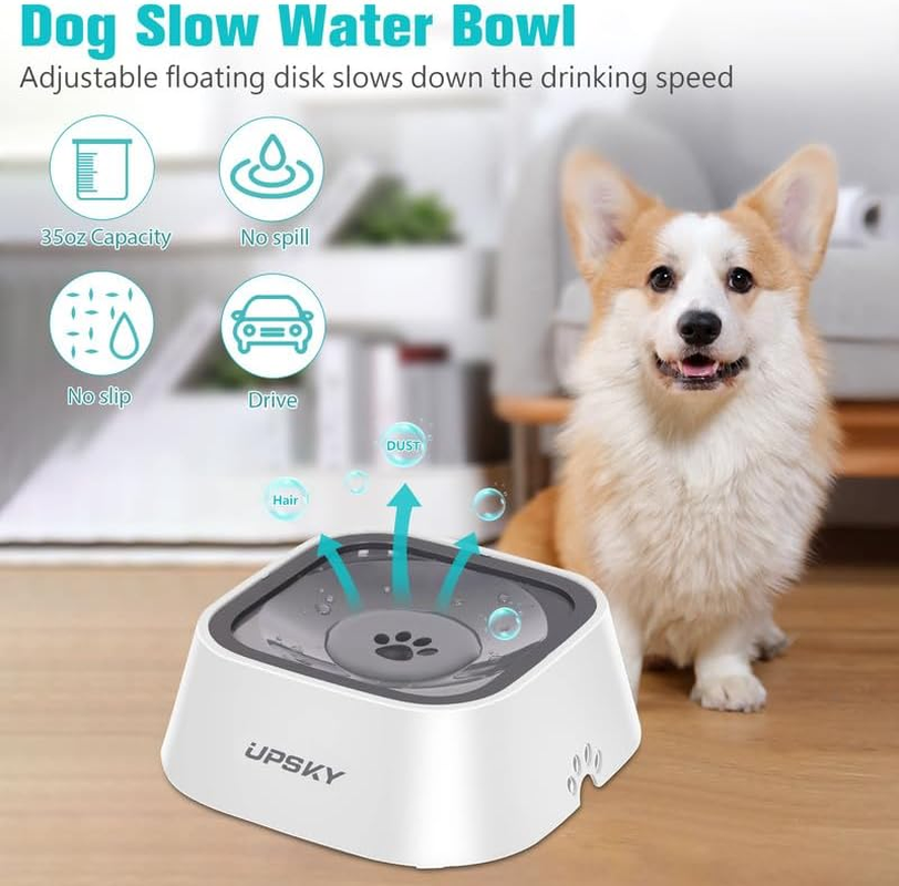 UPSKY Dog Water Bowl Vehicle Carried Floating Bowl Cat Water Bowl Slow Water Feeder Dispenser Anti-Overflow Pet Fountain Portable Car Dog & Cat - Blue image number 2