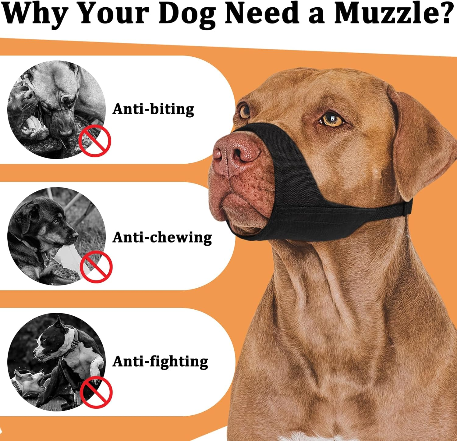 Mayerzon Pitbull Muzzle, Soft Muzzle for American Bully Bulldog Boxers Rottweilers, anti Fierce Barking Biting Chewing Mouth Guard for Medium Large Short Snout Dogs in Grooming Walking Vet Visits image number 5