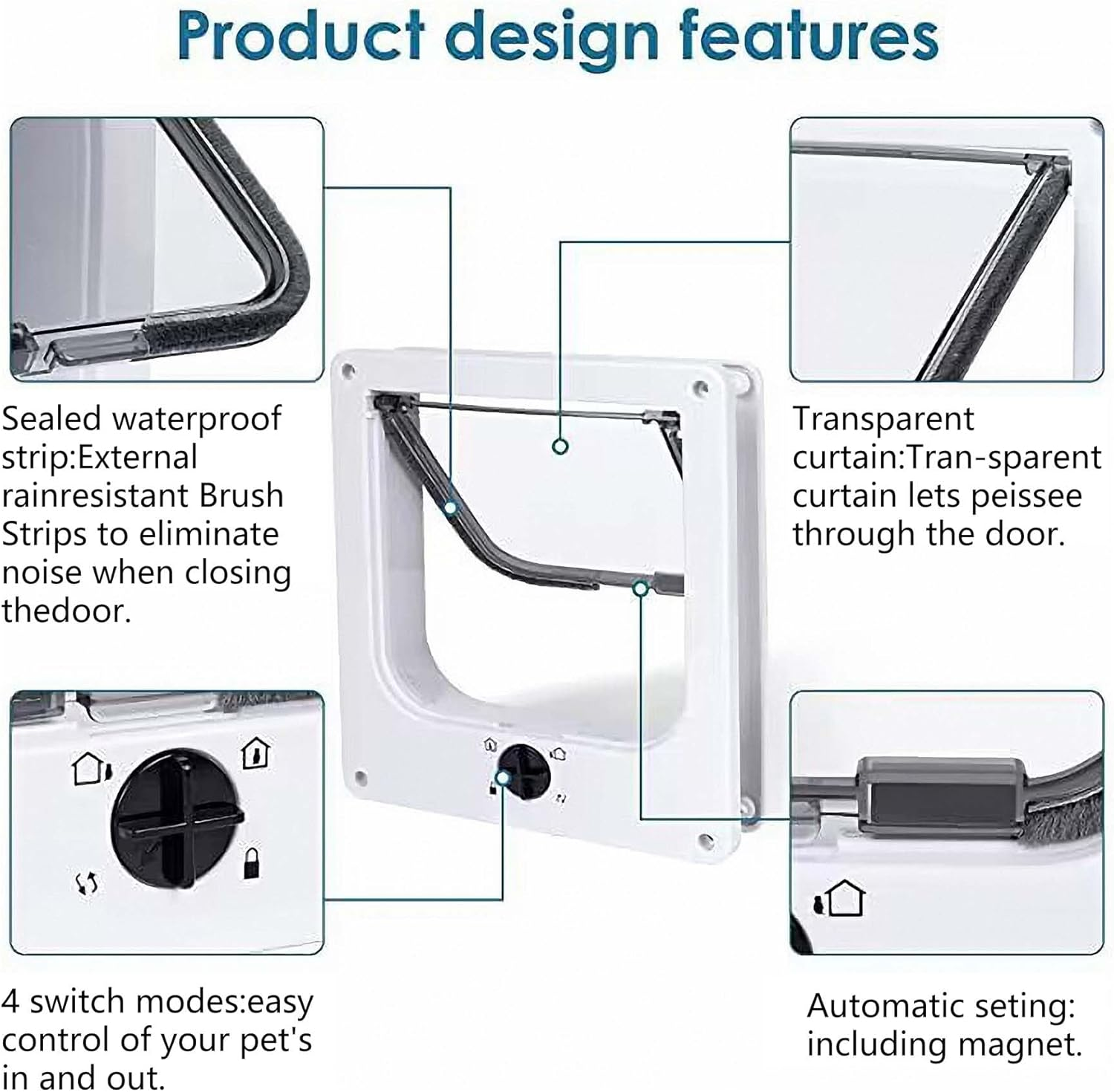 Cat Flap, 4-Way Twist Lock Pet Door for Small Dogs and Cats image number 6