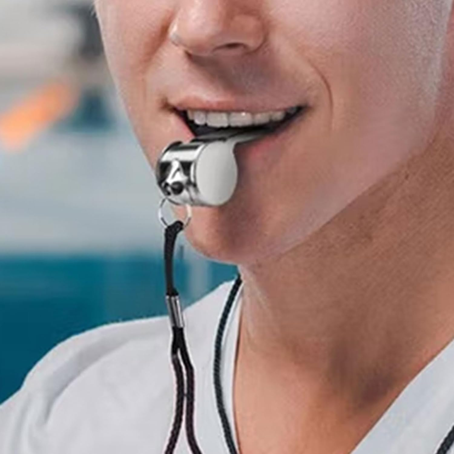 RIBHNXHI Whistle Metal Sports Whistle with Lanyard Loud Crisp Sound for Coaches Referees Teachers Police Emergency Training 6 Pack Stainless Steel