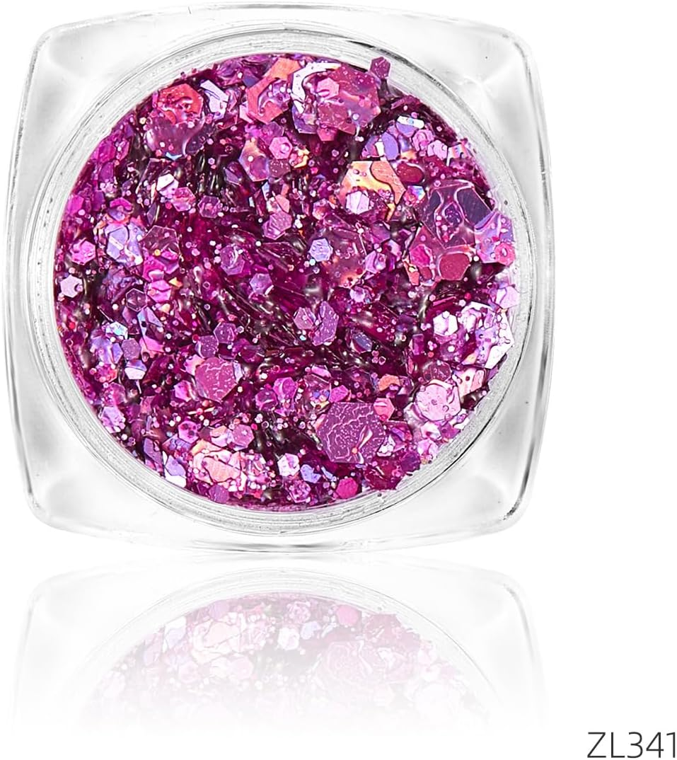 Roczential 12 Colors Mermaid Face Glitter Gel, Face and Body Glitter Gel, Sequins Glitter Face Paint, Hair Glitter Gel, Glitter Gel Makeup for Lip, Hair, Eyes, Chunky Glitter for Festivals, Parties image number 3