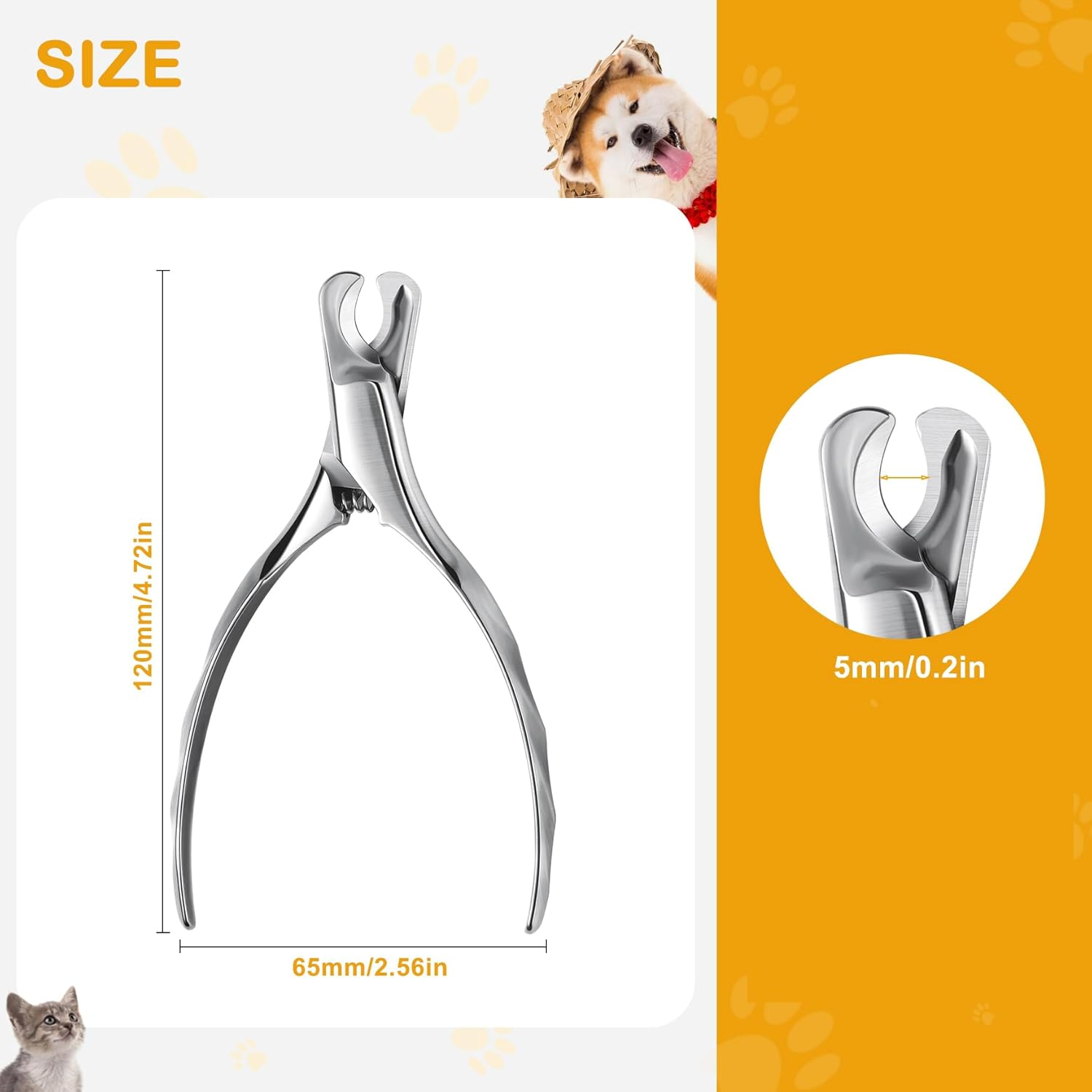 BEZOX Pet Nail Clippers, Whole Stainless Steel Cat Claw Trimmer with anti Slip Handle, Autoclavable Small Dog Nail Clipper Cutters image number 4