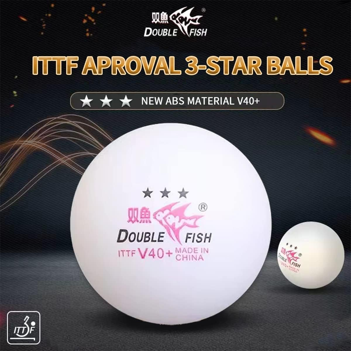 DOUBLE FISH Ping Pong Balls White ITTF Approval Professional 3-Star Ping Pong Ball WTT Smash Offical Table Tennis Balls 40+ABS Training Balls Liu Shiwen Training Competition image number 3