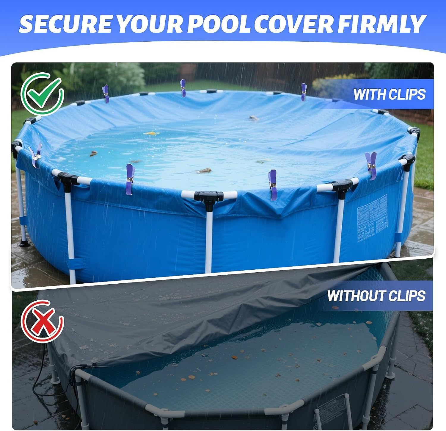 Swimming Pool Cover Clips - Pack of 12 Scratch-Resistant Stainless Steel Handle - Swimming Pool Cover Clamps | for Outdoor Garden Patio Winter Tarpaulin Furniture image number 4