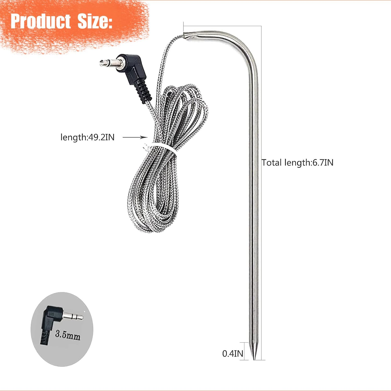 Replacement Meat Probe for Pellet Grills, Compatible with Pit Boss Pellet Grills and Smokers image number 3
