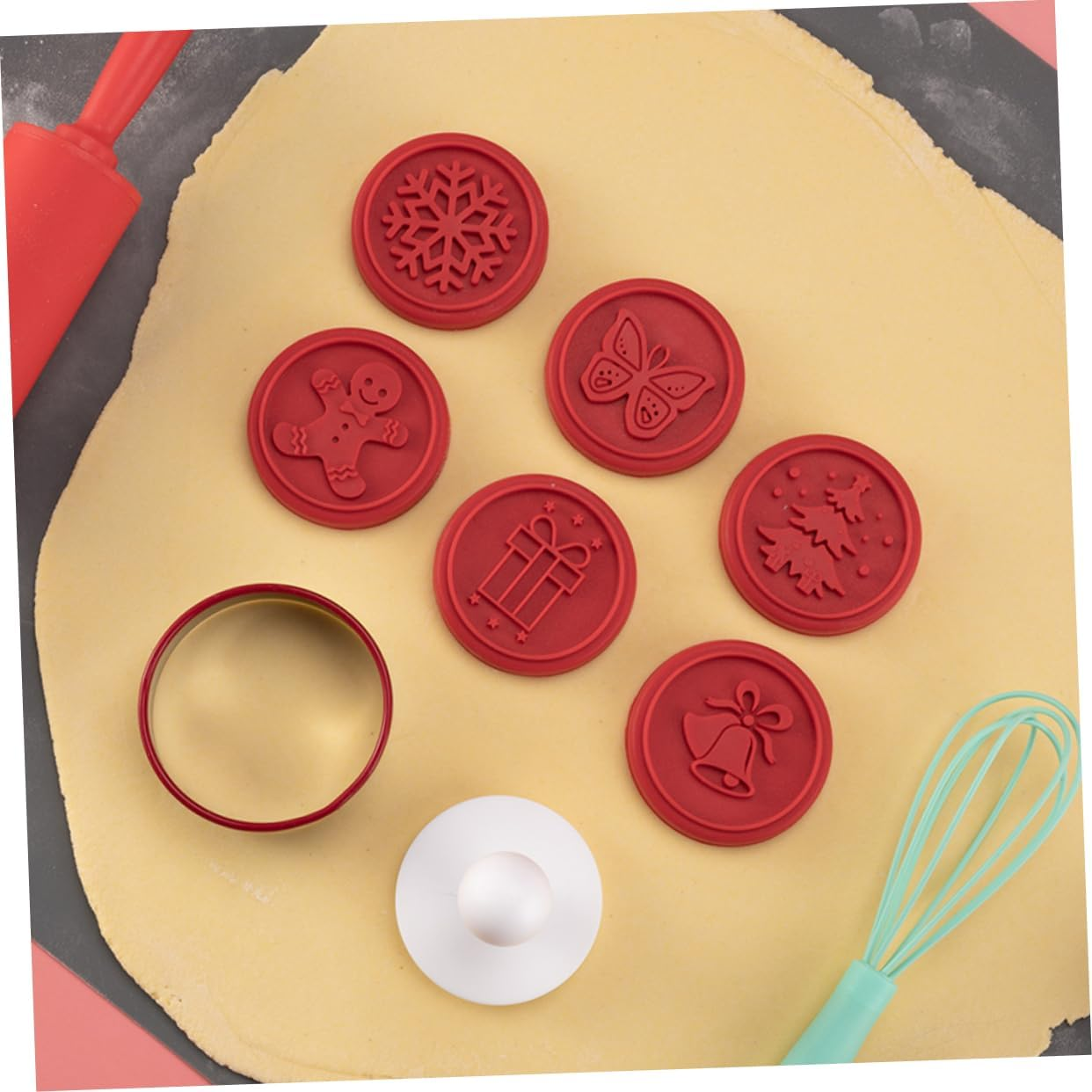 1Set Christmas Cookie Seal Molds Hand Press for Baking for Cookies Jelly and Fondants Food-Grade Safe Materials