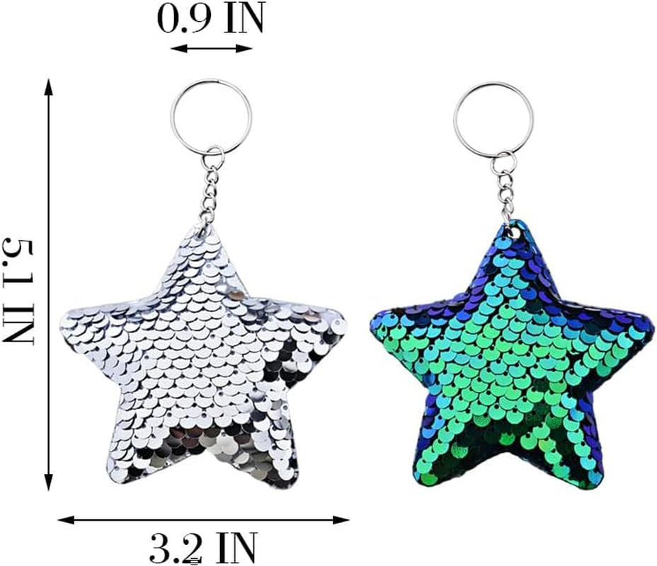 Rhinestone Sequins Star Keychains for Backpacks Handbag Glitter Charms for Purse Wallet Bling Keychain for Girls Women Stars image number 1