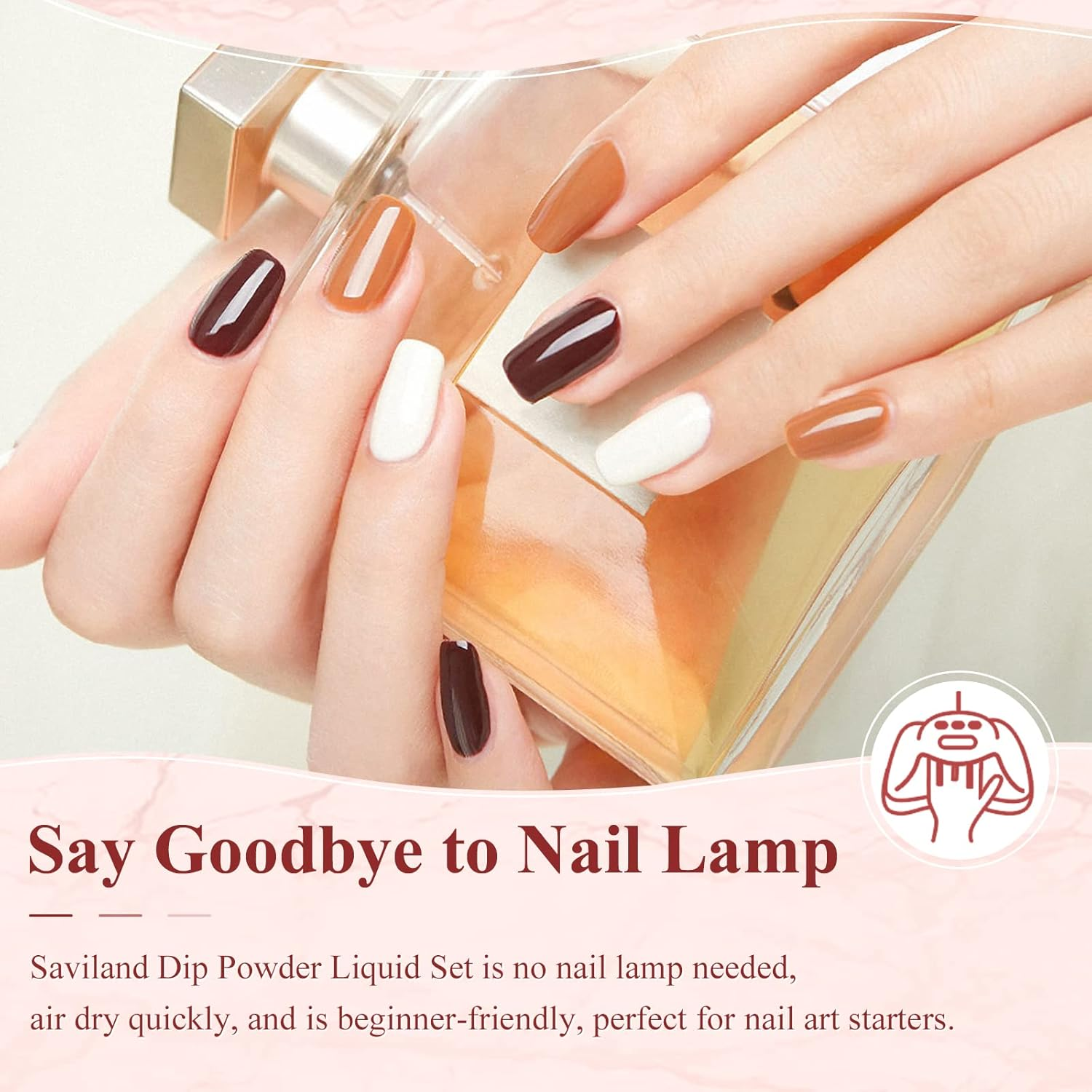 SAVILAND Dip Powder Liquid Set 15Ml/0.5Oz,10 Pcs Base/Top Coat, Activator Brush Saver Acrylic Gel Dip Nail File Strengthen Nail Powder Nail Set No Nail Lamp Needed Gift Set for Daughters Salon-Quality image number 2