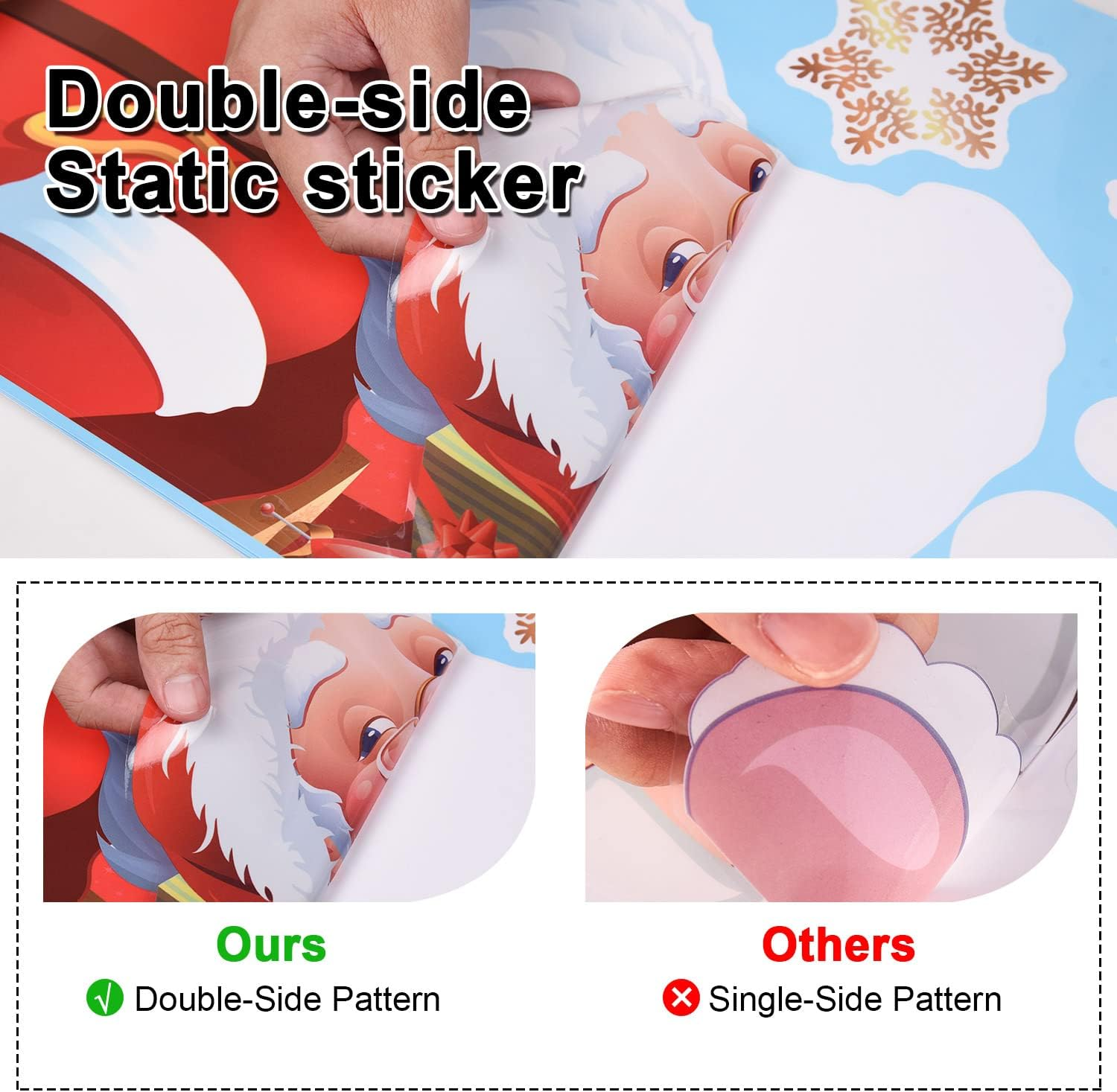 HEEKPEK Christmas Window Decorations Cute Large Santa Christmas Window Clings Christmas Window Stickers Xmas Window Decals for Glass Window Christmas Tree Snowflake Double Sided Holiday Party Stickers image number 3