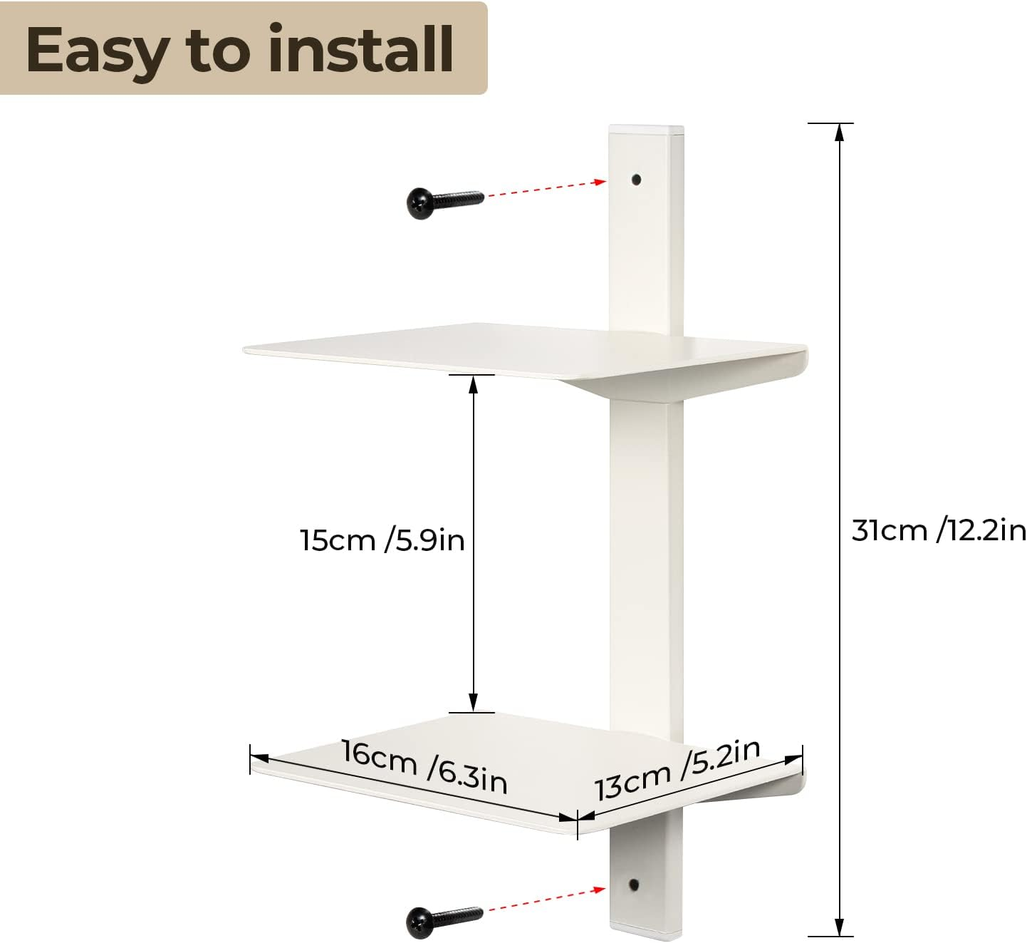 4PC-8 Tier Floating Book Shelves, Modern Wall Mount, White, 4 Shelves image number 3