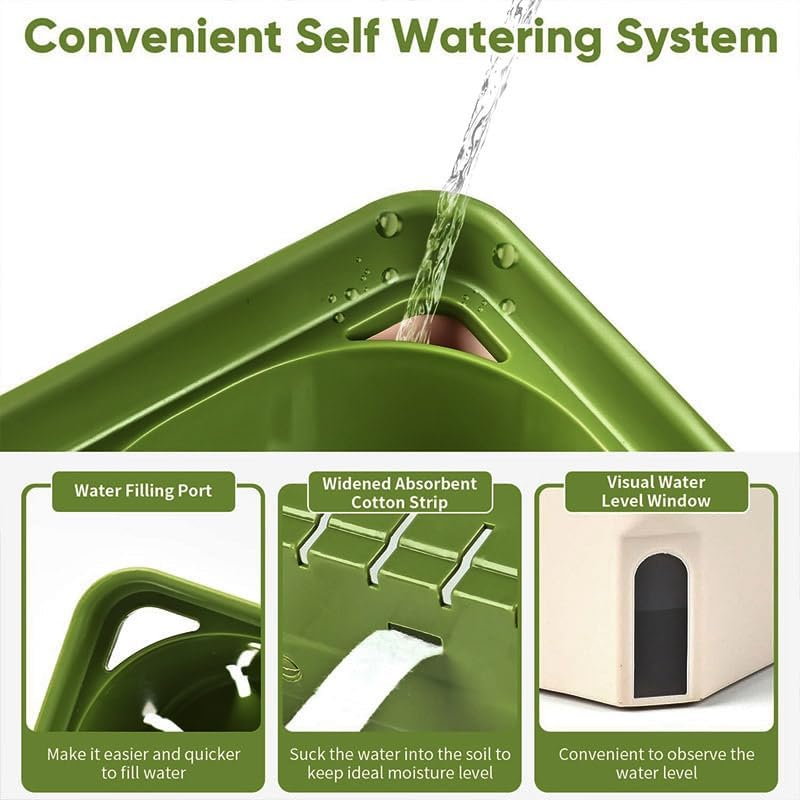 AIMALL Self-Watering Balcony Vegetable Pot for Growing Cilantro, Onions, Herbs, and Vegetables &ndash; Rectangular Special Box for Potted Plants &ndash; Convenient and Efficient Gardening Solution, 10.6 X 4.6 X 5 image number 2