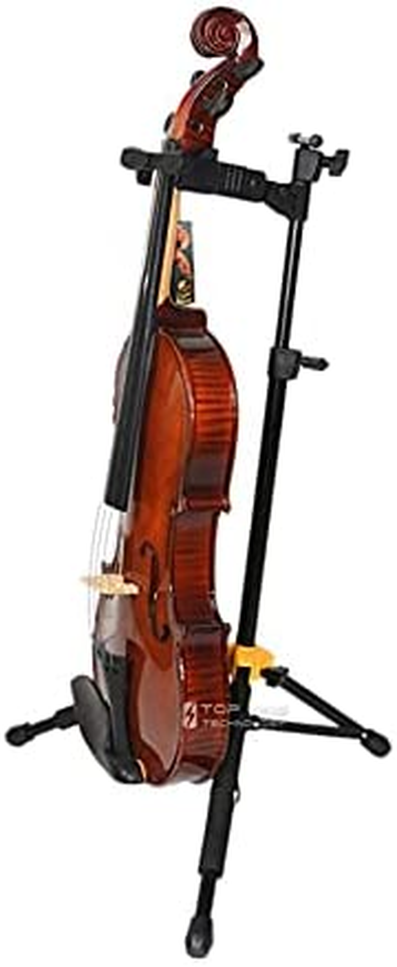 Violin Stand with Bow Holder, Sturdy Gravity Lock, Violin/Viola Foldable Portable Holder Hanger Tripod Display Sponge Protection image number 3