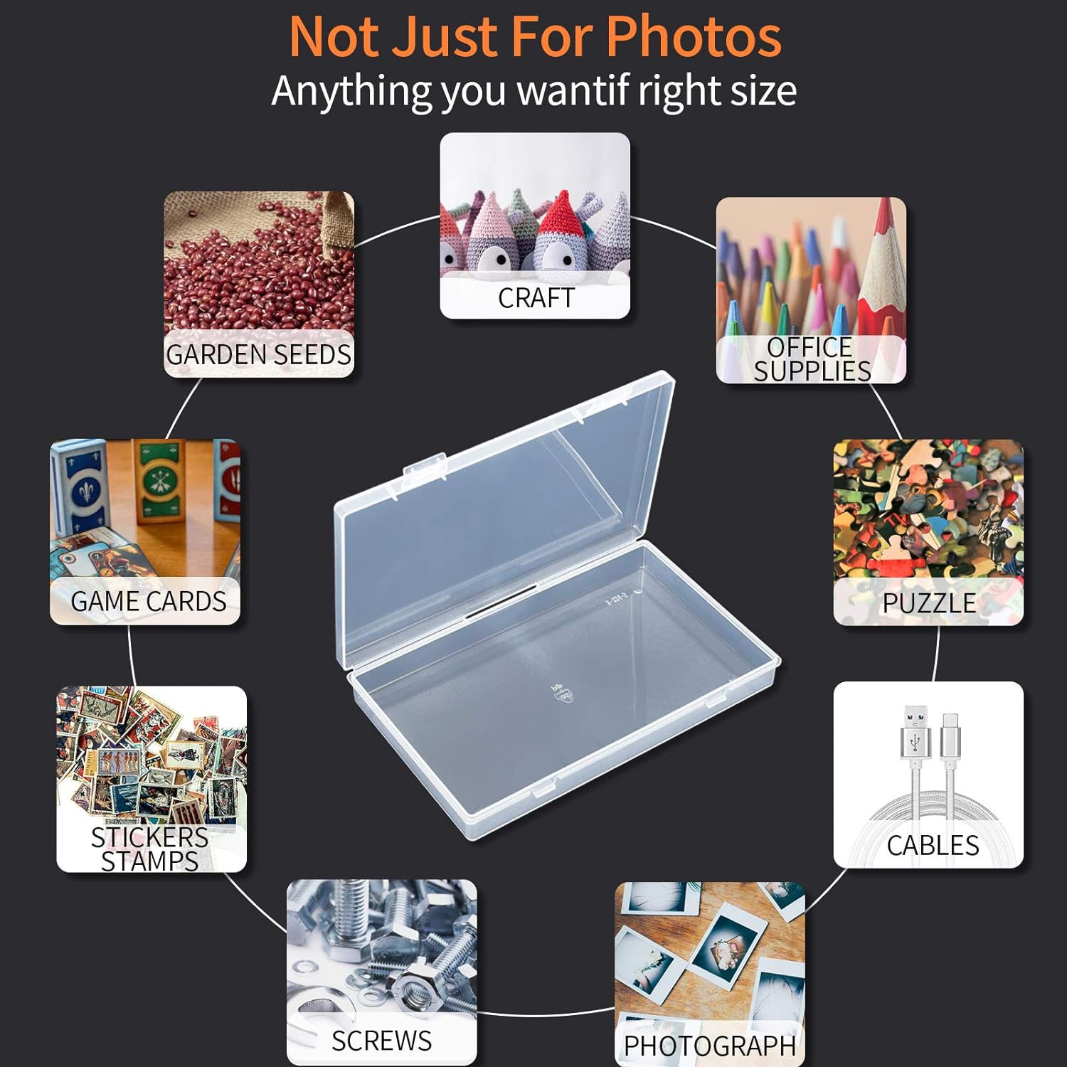 Photo Storage Box 4X6, 18 Inner Extra Large Organizer Acid-Free Photo Keeper Storage Case, Plastic Craft Storage Box for Stickers Stamps Seeds (Clear, 18 Boxes) image number 4