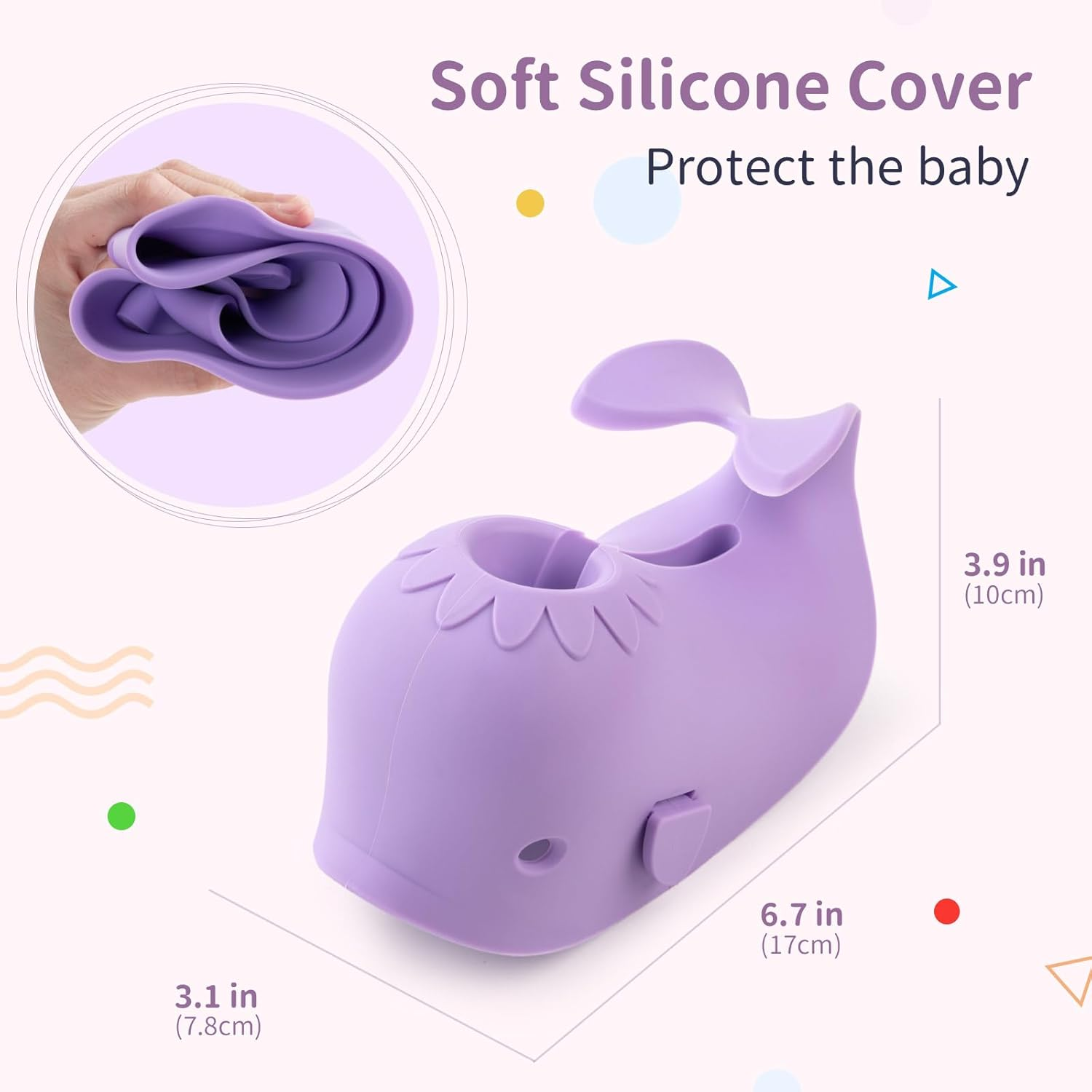 Bathtub Faucet Cover for Baby Bath Spout Cover, Kids Shower Head Protector Bathtub Spout Guard Toddlers Protection Accessories(Whale-Purple) image number 1