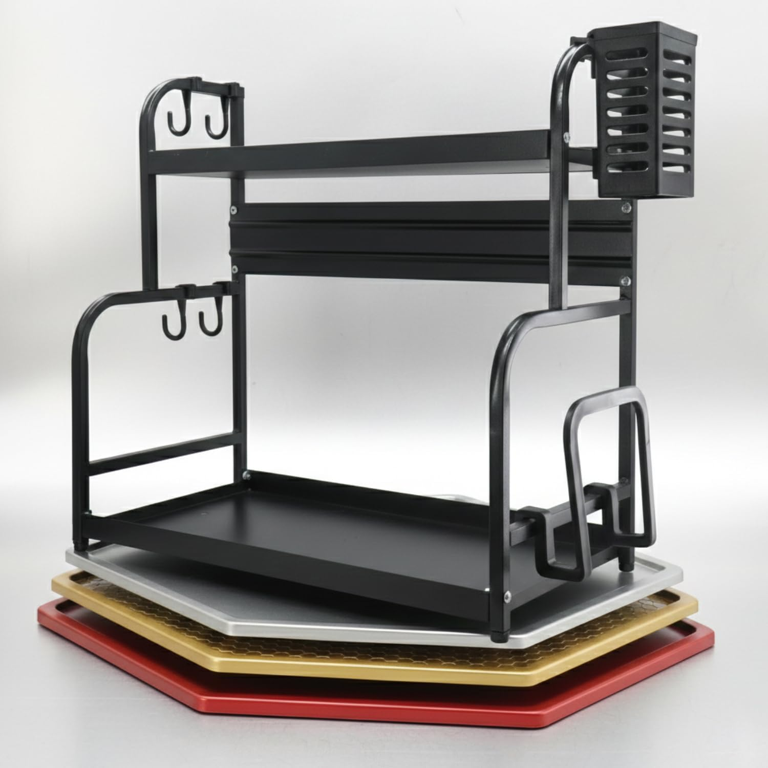 Countertop Kitchen Organizer Shelves, Sturdy Durable 2-Tier Stainless Steel Board Coffee Station Shelf, Anti-Slip Bathroom Organiser Storage for Condiment,Can Tank, Supplies, Cutting Board image number 5