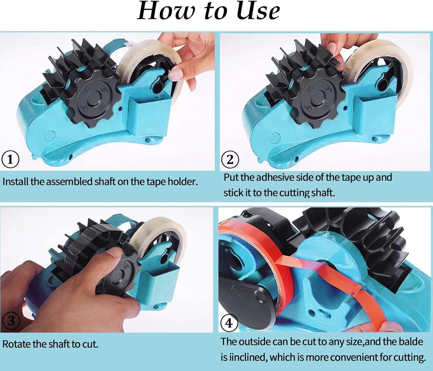 Heat Tape Dispenser, Multiple Roll Cut Heat Tape Dispenser Sublimation to Precut 1.4'' Pieces for Heat Press, 1+3'' Core, Semi-Automatic Heat Transfer Tape Dispenser with Compartment Slots (Navy Blue)