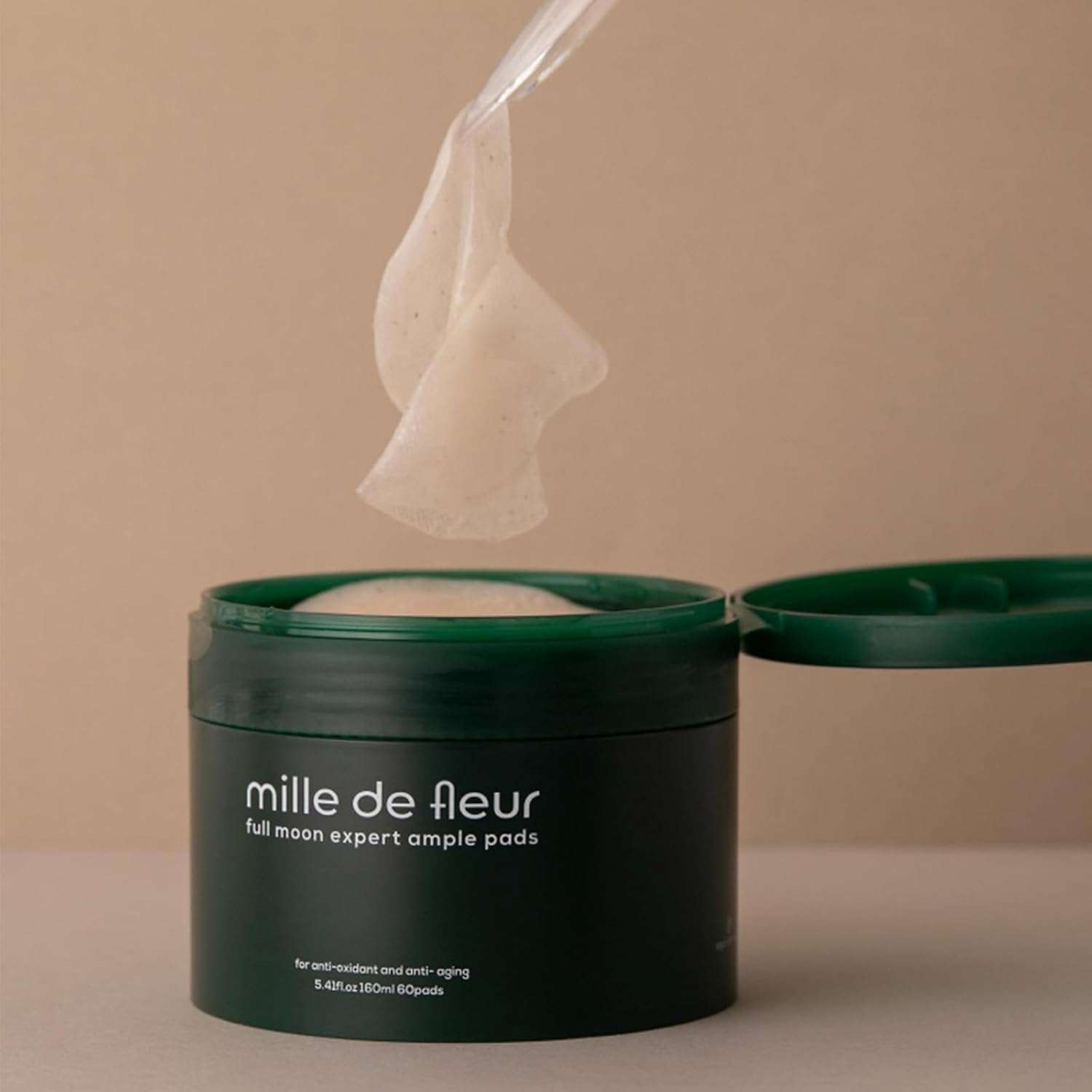 MILLE DE FLEUR Full Moon Expert Ample Pads 160Ml 60 Pads, 4% Niacinamide, 1.35% Organic Rice Ferment, Hydrating and Soothing Ample Pads, Gentle PHA Exfoliation, with Adenosine and Magnolia Extract, Korean Vegan Skincare