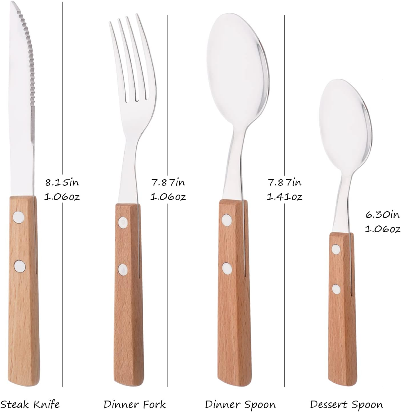 Uniturcky Dinner Forks Set of 8, 304 Stainless Steel Silverware Forks, Table Forks Salad Forks Set, Mirror Polishing Dinner Fork with Wooden Handle, 7.9 Inches image number 3