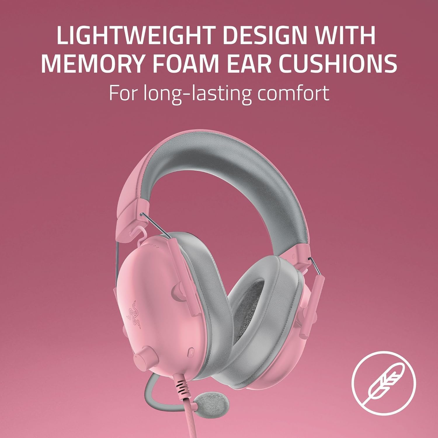 Razer Blackshark V2 X Playstation Gaming Headset: 50Mm Drivers - Cardioid Mic - Lightweight - Comfortable Noise Isolating Earcups - for PS5, Xbox Series X, PC, Switch via 3.5 Mm Jack - Quartz Pink image number 6