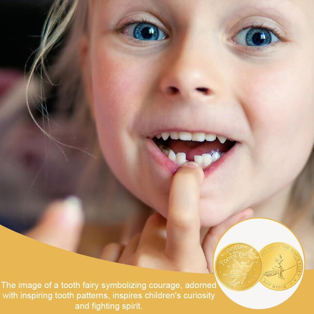 Pack of 4 Tooth Fairy Coins, Tooth Fairy Gold Coins with Positive Messages, Tooth Fairy Girls and Boys, Lost Tooth Souvenir image number 1