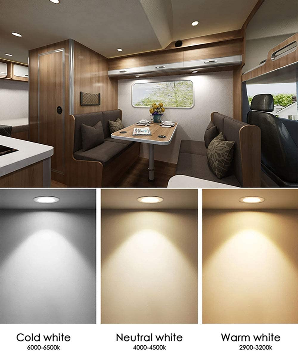 12V 3W RV Boat Ceiling Lights Recessed Cabinet Dome Lights Super Slim Downlights Suitable for Motorhome Sailboat Yacht Interior Lighting 4 Pack (4500K) - Natural Light image number 6