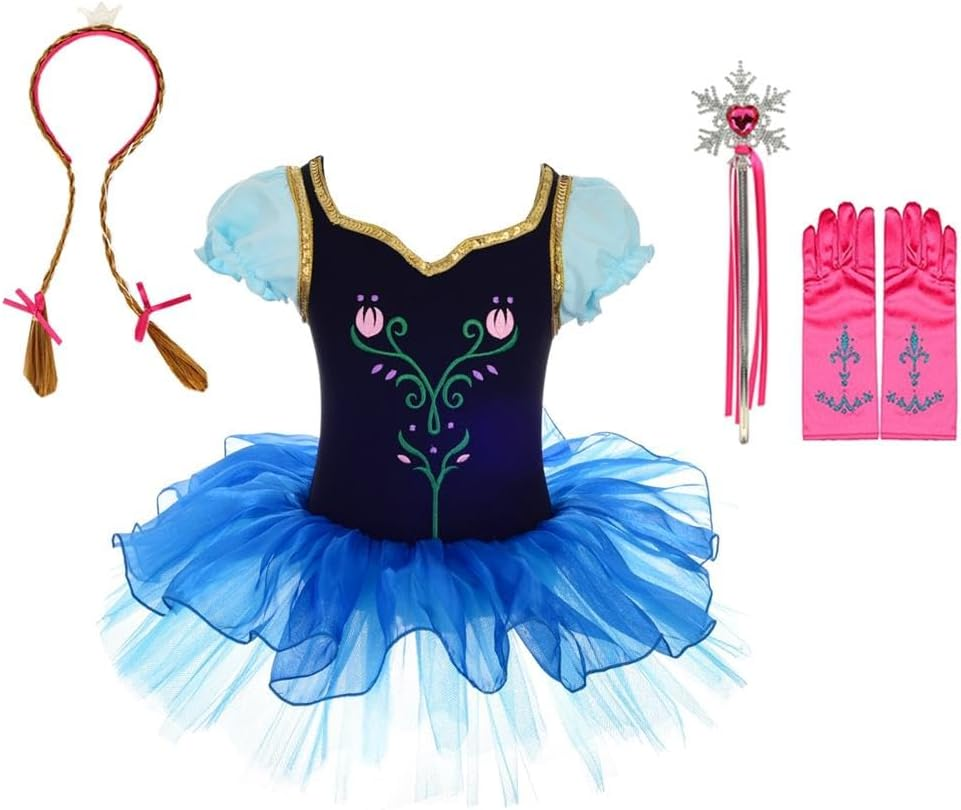 Dressy Daisy Ice Princess Ballet Tutu Dress for Toddler & Little Girls Ballerina Dance Costume Outfit Dancewear Size 2 to 7 Blue 059