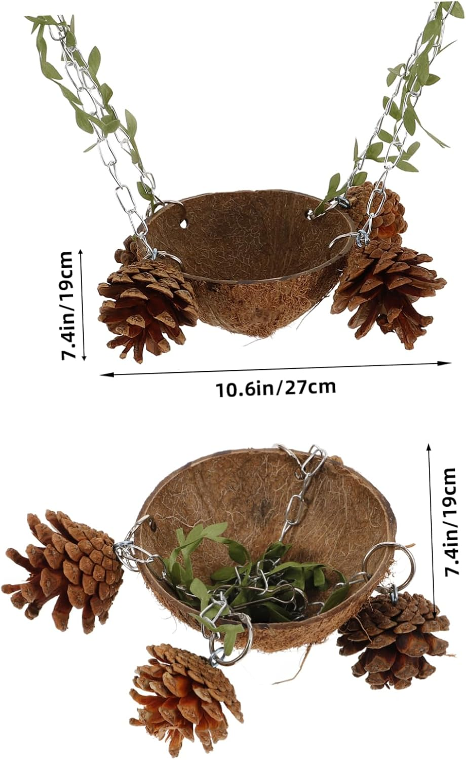 Toyvian Coconut Shell Nest Parrot Toy Bird Swing Bird Bed Decorative Birdcage Toy image number 5