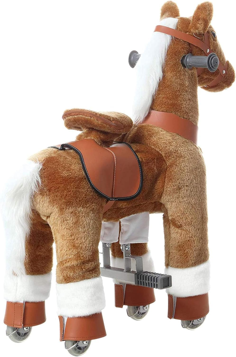 Ahatech Walking Horse Ride on Toy Plush Animal Brown Pony Small Medium Size for Ages 3-14 Years Rockin' Rider Coffee Stable Horse Ride on (Ages 3-6 Years, Brown)