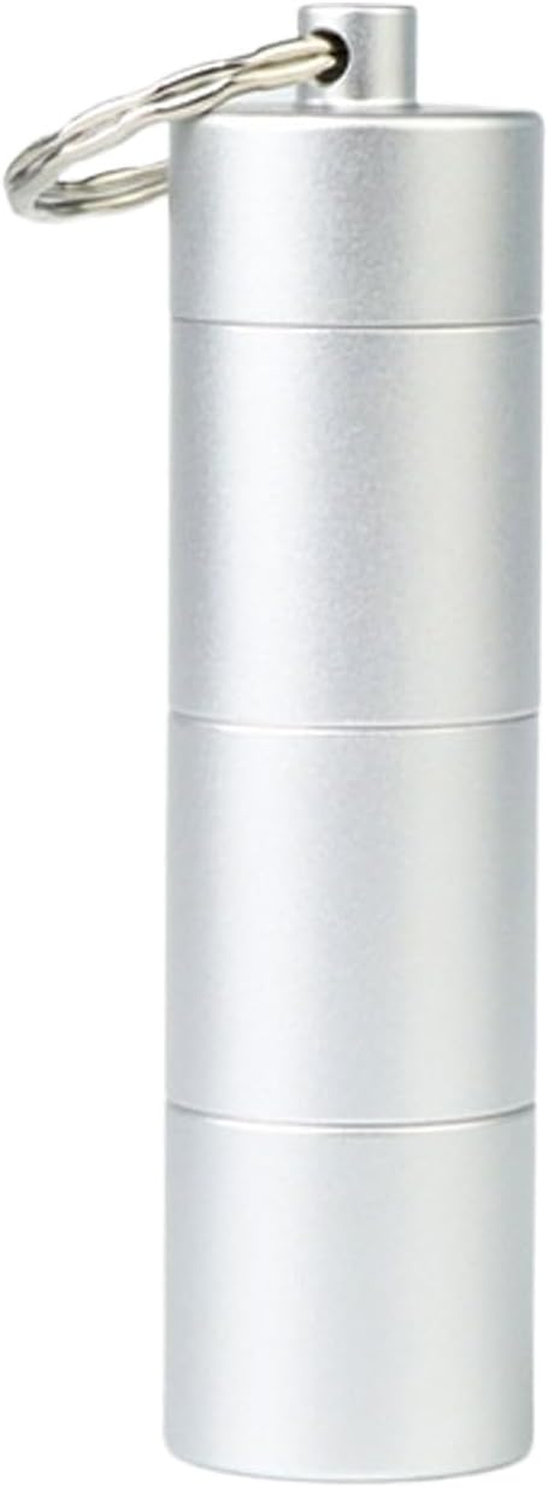 Keychain Pill Organizer, Waterproof Pill Holder 3 Compartments Detachable, Small Portable Pill Case for Travel Pocket Purse, Aluminium Alloy Pill Container, EDC Pill Fob for Outdoor/Daily/Emergency (Grey)