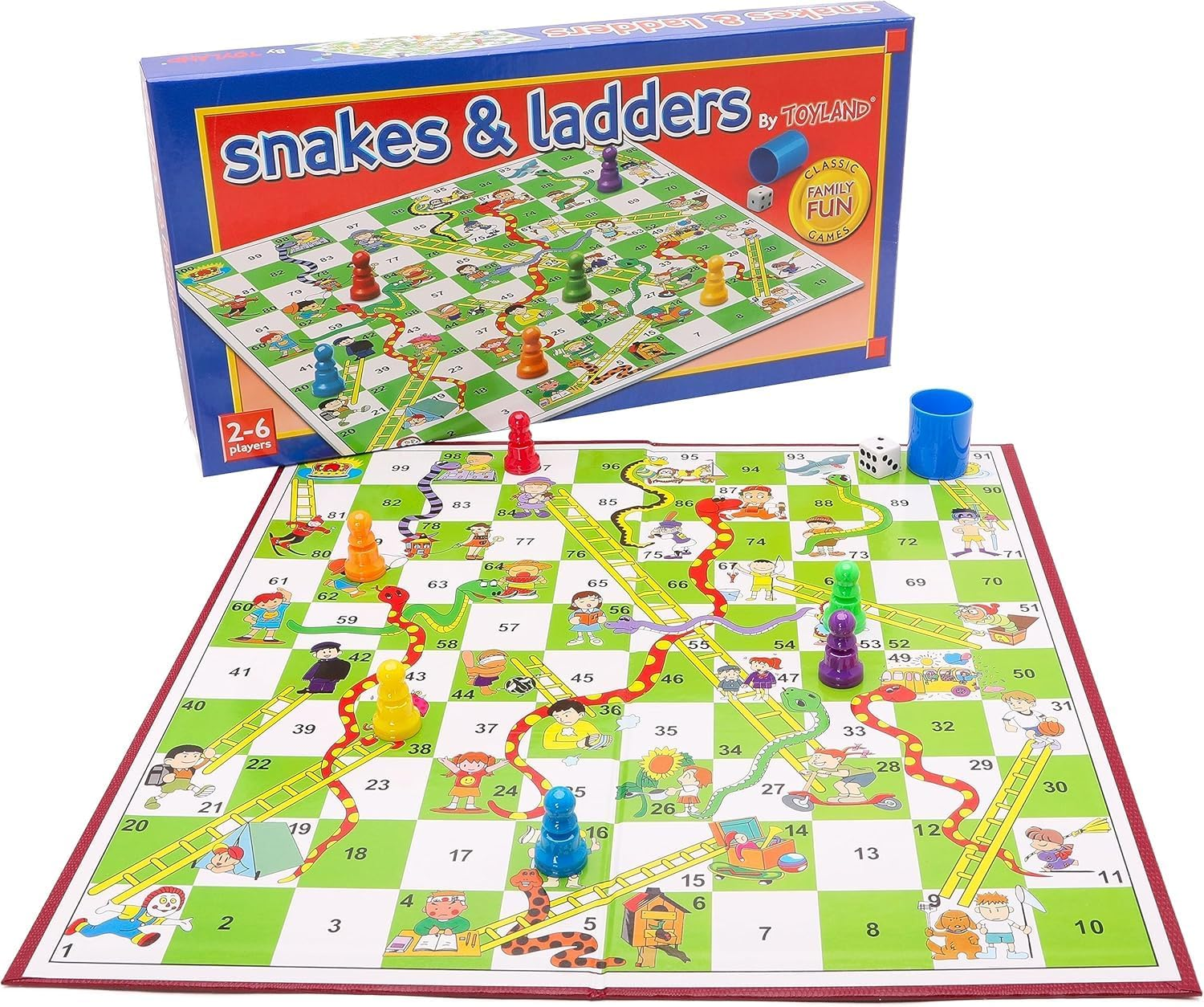 Toyland&reg; 9 Piece Snakes & Ladders Game with Foldable Board & Storage Box - Traditional Family Board Games - Ages 3+ image number 5