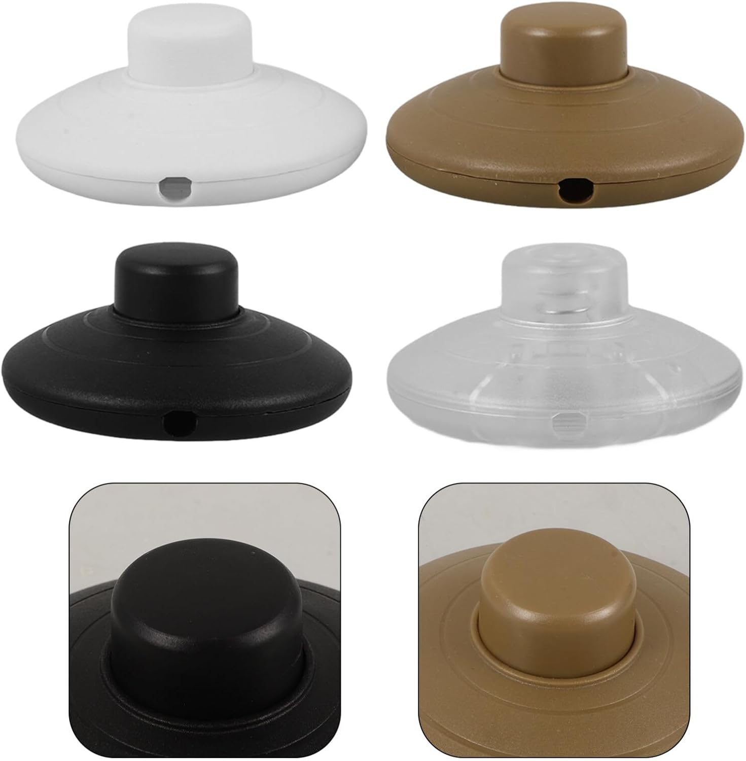 SOLUSTRE 4Pcs Floor Lamp Foot Switch, Foot Pedal Switch round Floor Lamp Inline Switch Step-On Button DIY Installation for Floor Lamp On-Off Control Replacement image number 3