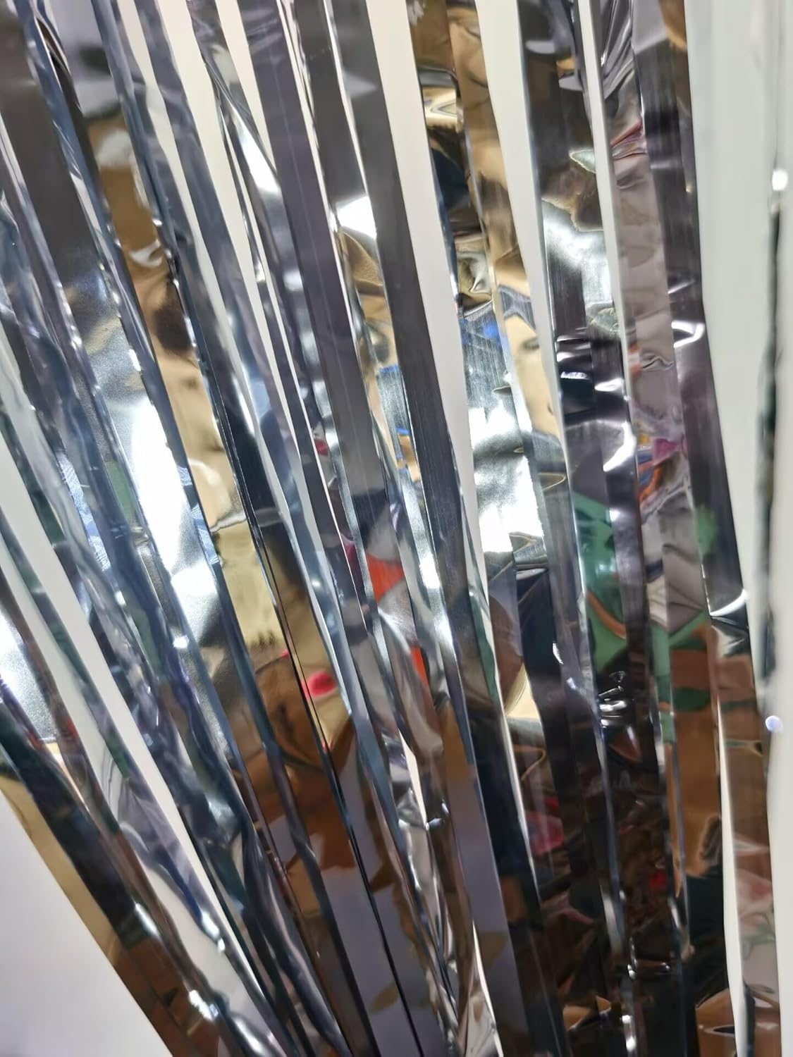 CYBERNOVA 2 Pack Fringe Curtain Backdrop, 3.2Ft X 6.6Ft Metallic Tinsel Foil Fringe Streamers Curtains Background for Wedding Birthday Anniversary Graduation Party Decoration (Silver) - Blue image number 7