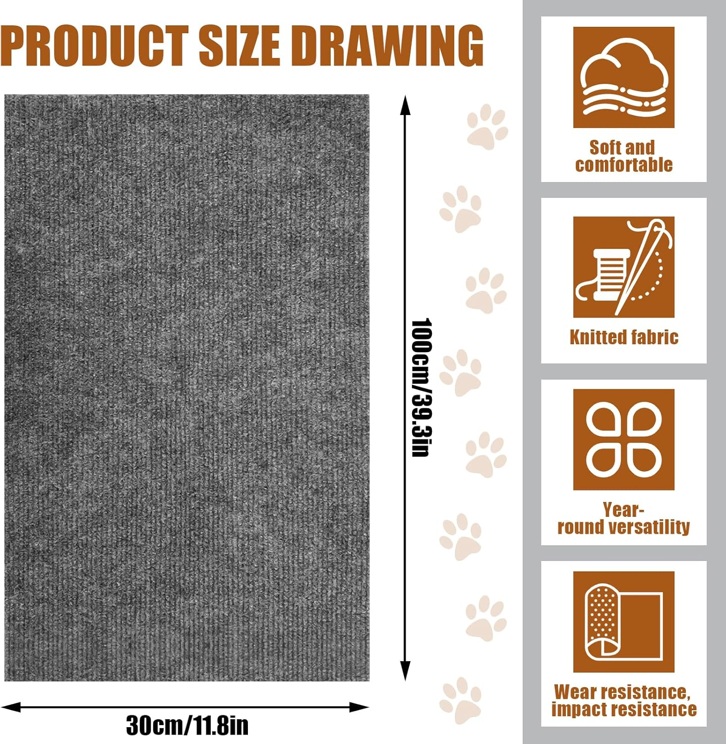 Cat Scratching Mat Wall 30 X 100 Cm Cat Scratching Mat Self-Adhesive Cut to Size Scratching Mat Cat Scratching Wall for Cats, Scratching Boards Scratching Mat for Protects Carpets, Furniture and Sofas image number 6