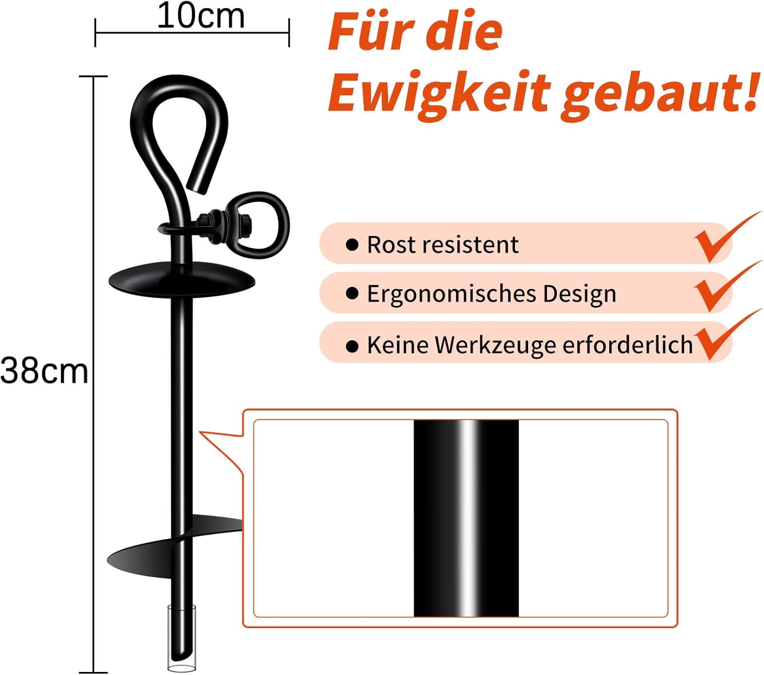 Ground Anchor for Dogs Large, Anchor Spike for Dog Camping, Spiral Stoves Ground Anchor Dog Heavy Dut, Ground Hook Dogs for Large Dogs, Dog Stake for Garden, Dog Chin & Dog Grass image number 6