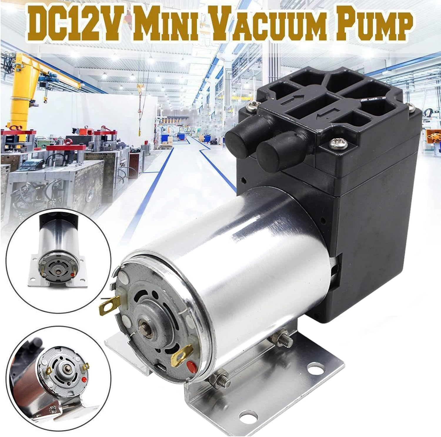 DC12V Mini Vacuum Pump Handheld ABS Aluminum Low Noise Suction Pump Small Size 12V Suction image number 2