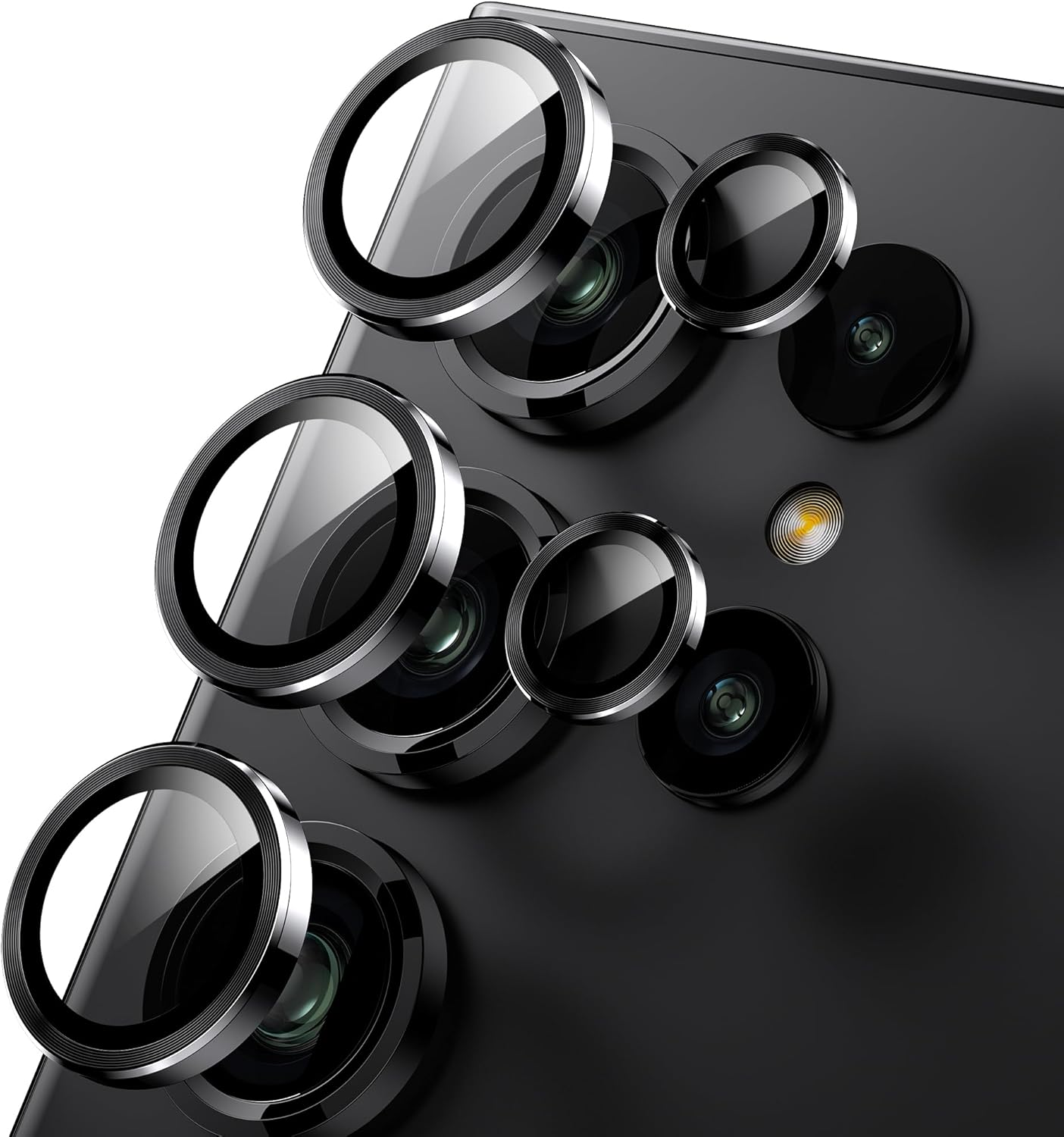 WSKEN for Samsung Galaxy S24 Ultra Camera Lens Protector, Ultra Thin Scratch Resistant 9H Tempered Glass with Aluminum Metal Circle Camera Screen Protector Cover Accessories, Black image number 2