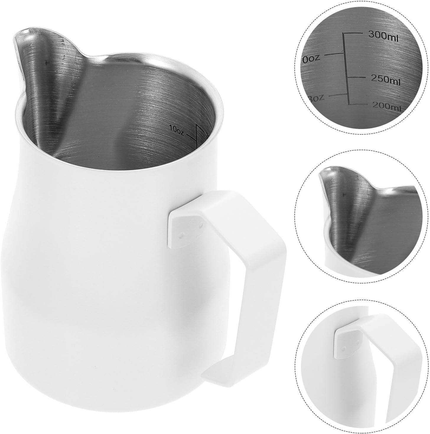 CHICAMPERA Milk Frother Pitcher 350Ml Stainless Steel with Ergonomic Handle Suitable for Home, Coffee Shops and Milk Tea Stores Espresso Steaming Cup