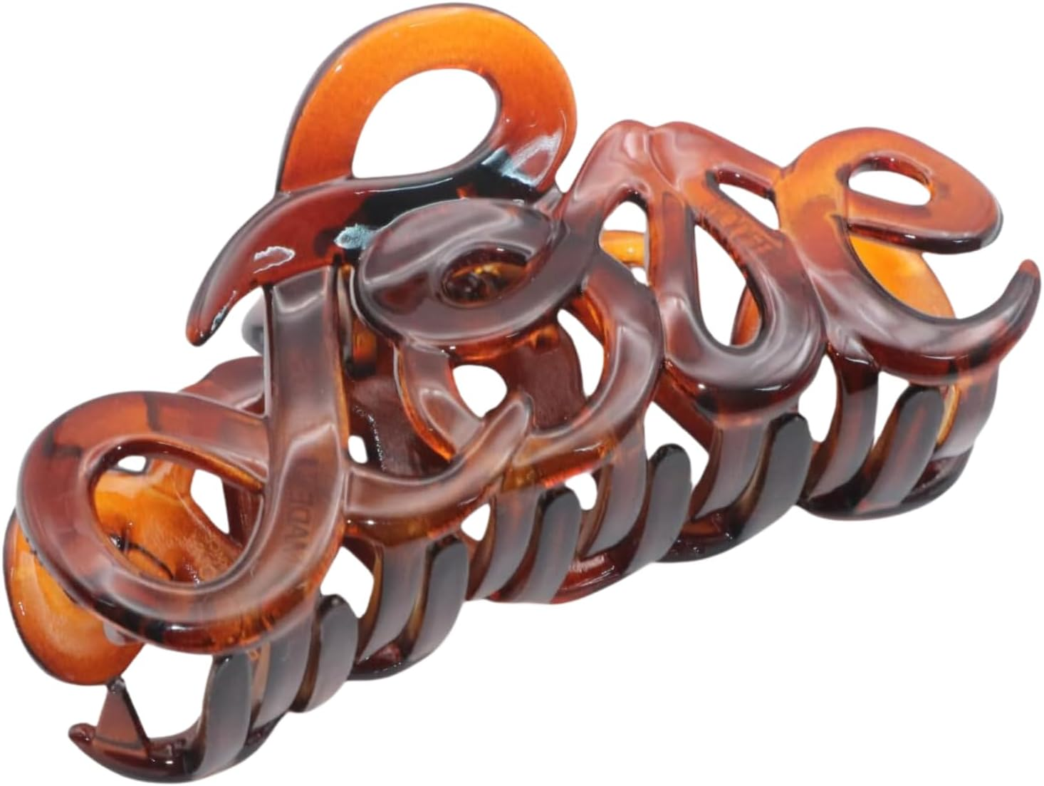 Parcelona French Love Medium 3" Celluloid Acetate Claw Clips Covered Spring Durable Fashion Hair Styling Clips Women Hair Accessories Girls Hair Clips, Made in France (Dusty Beige Brown)