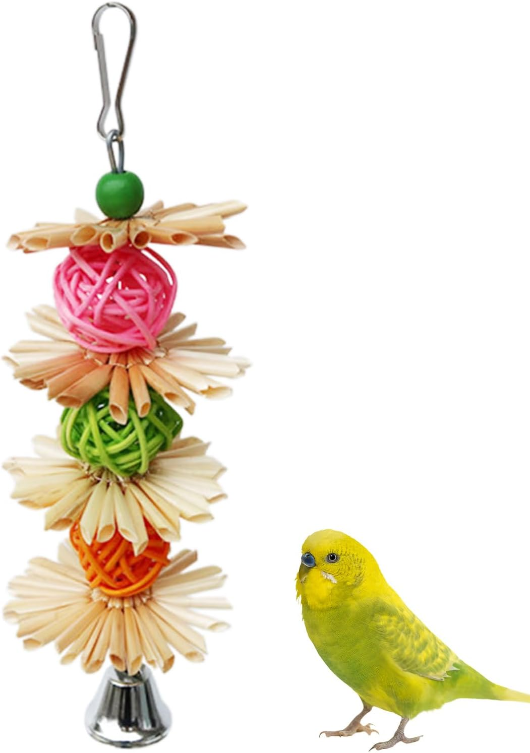 Parrot Feeding Toys - Small Parrot Toys, Cockatiel Toys, Colorful Cockatiels with Metal Hooks, Attach to Places Easy to Install in Seconds Disconnect Toy, Bird Cage Decor Various Bird Eaves image number 5