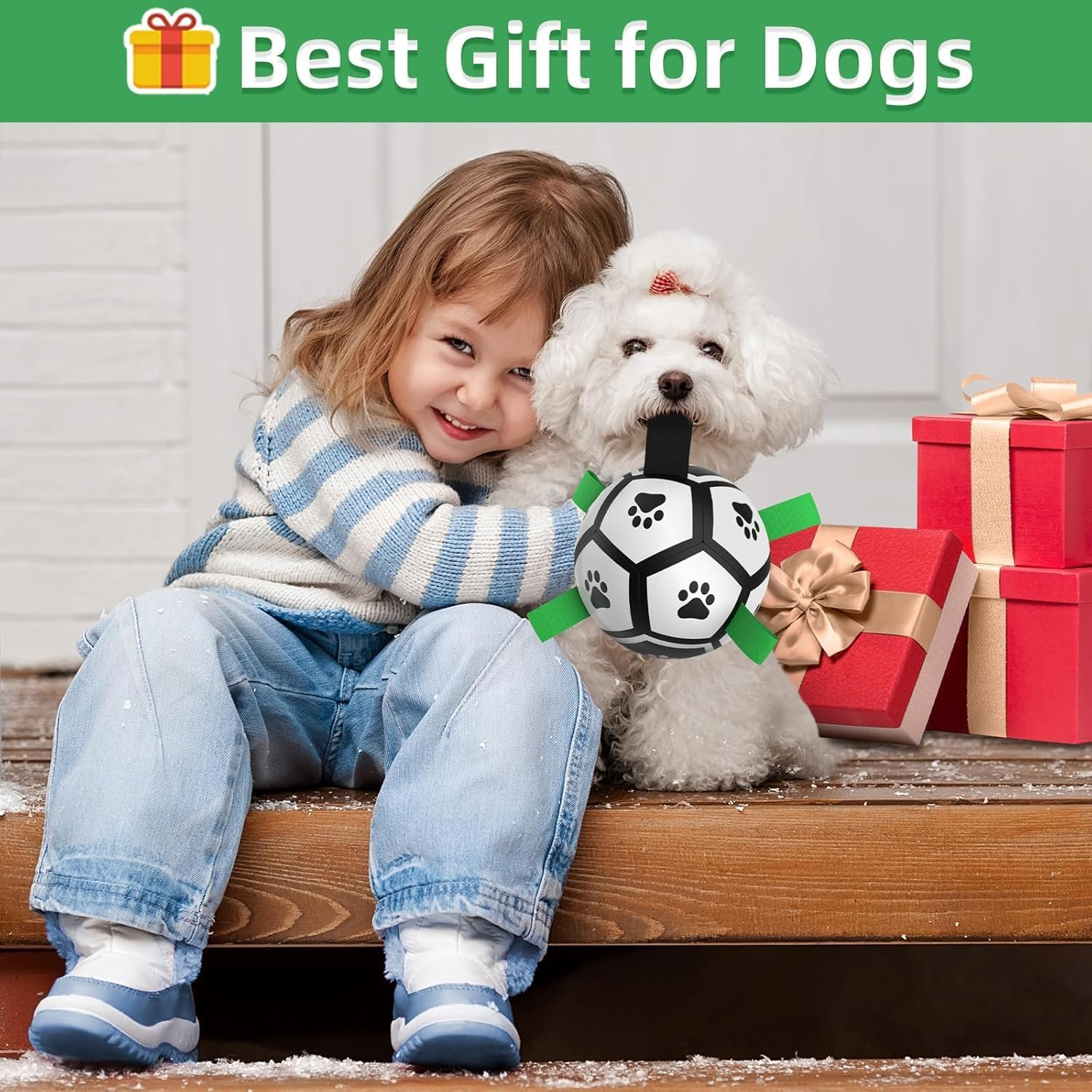 QDAN Dog Toys Soccer Ball with Straps, Interactive Dog Toys for Tug of War, Puppy Birthday Gifts, Dog Tug Toy, Dog Water Toy, Durable Dog Balls World Cup for Small Dogs (Mini) image number 5