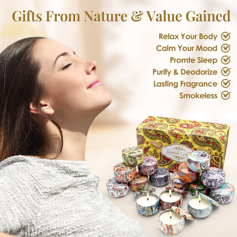 WOTOW 16 PCS Candles for Home Scented - 2.5Oz / 70G Soy Wax Aromatherapy Tin Jar Candles - Scented Candles Gift Set for Birthday Christmas Thanksgiving Mother'S Day image number 4