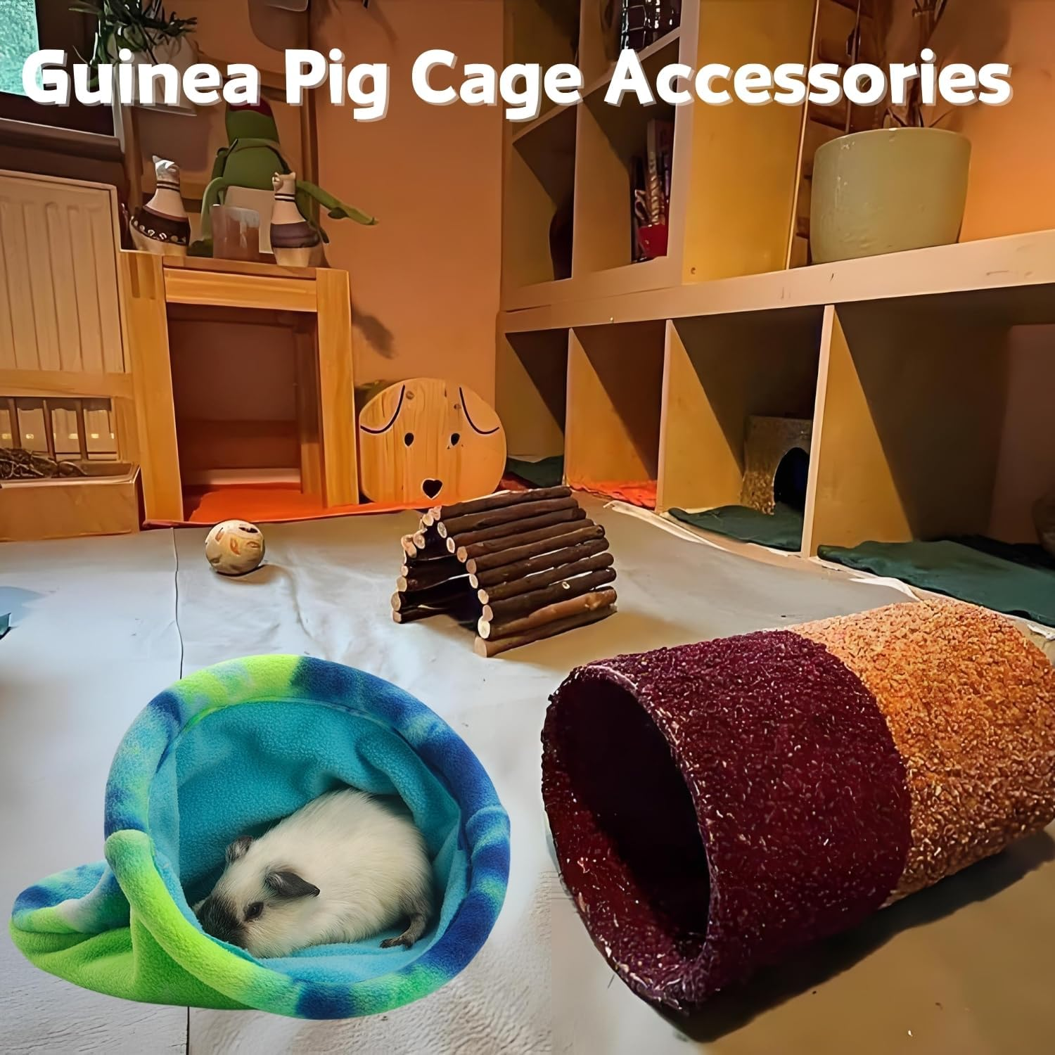 2 Pack Guinea Pig Snuggle Sack Soft Fleece Large Hideout Ferret Cozy Cave Hamster Sleeping Bag Small Animal Bed for Rabbit Bunny Chinchillas Rat Squirrel Hedgehog Cage Accessories (2 Pack, Large) image number 6