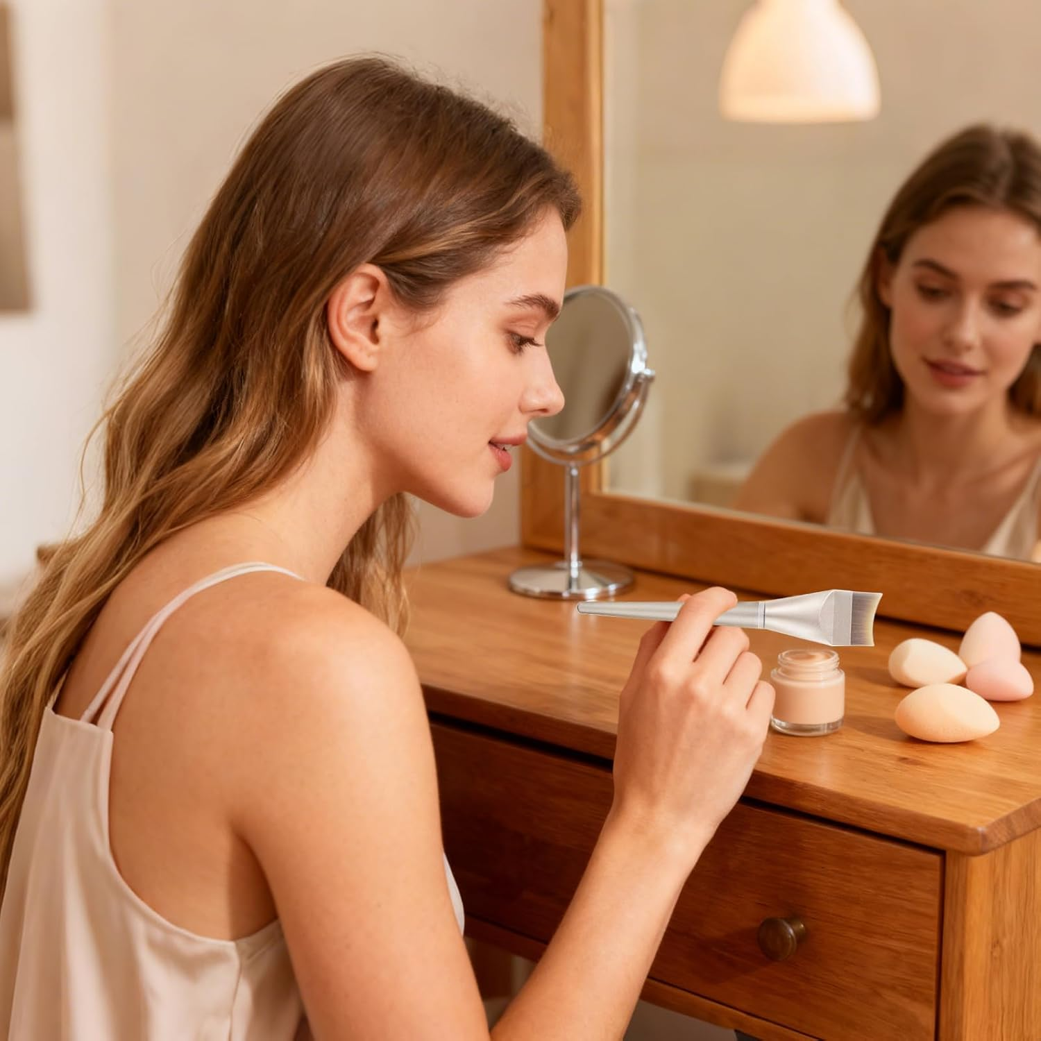 Flat Foundation Brush - Professional Makeup Tool, Synthetic Bristle Cosmetic Applicator (Soft Dense Bristles, Ergonomic Handle Design, Durable Construction) | Perfect Liquid Cream Powder Blending Cont