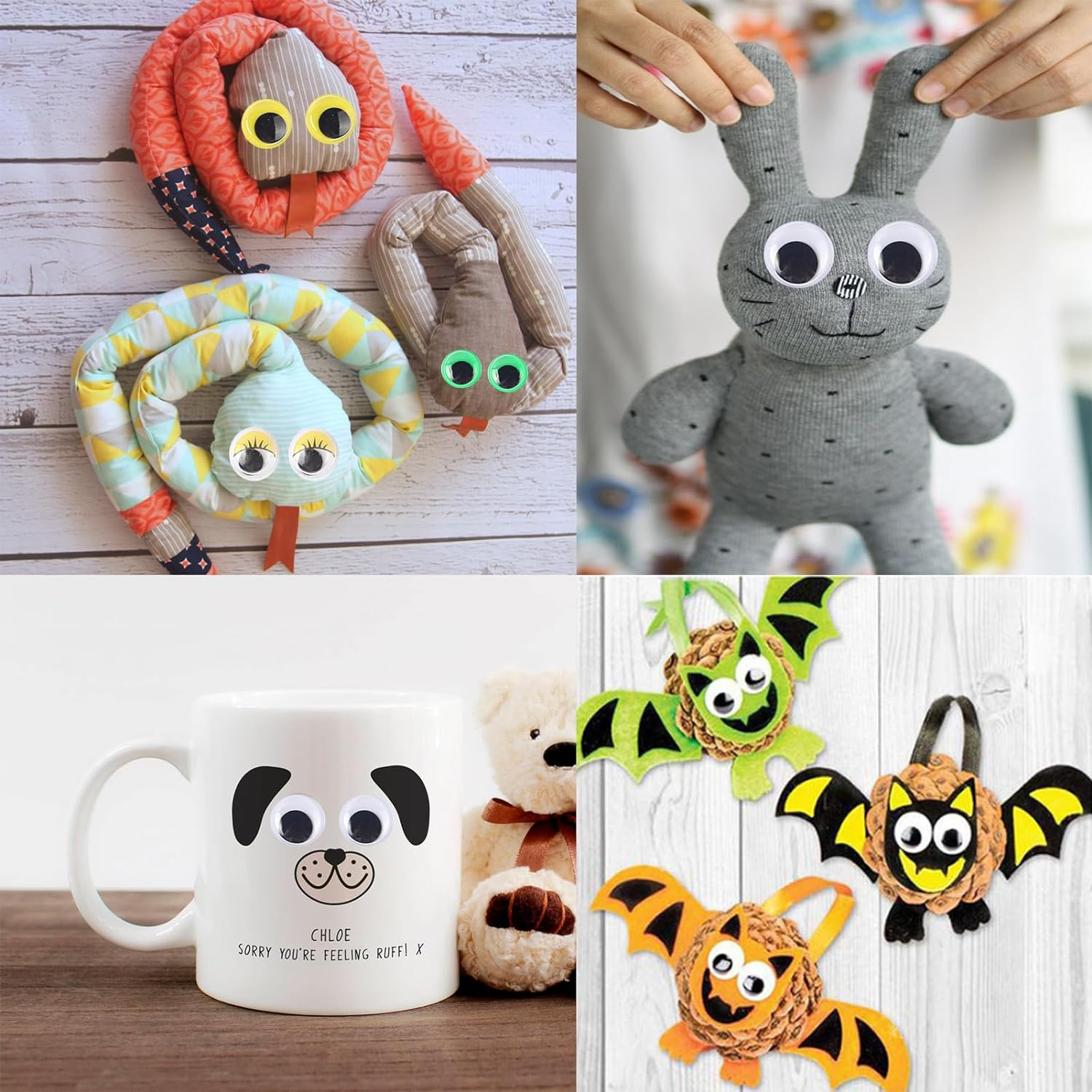 YBAONAN 1700Pcs Googly Eyes Self Adhesive，4-25Mm Googly Eyes for Crafts，Multiple Sizes and Colors Googly Eys for DIY Handicrafts image number 1