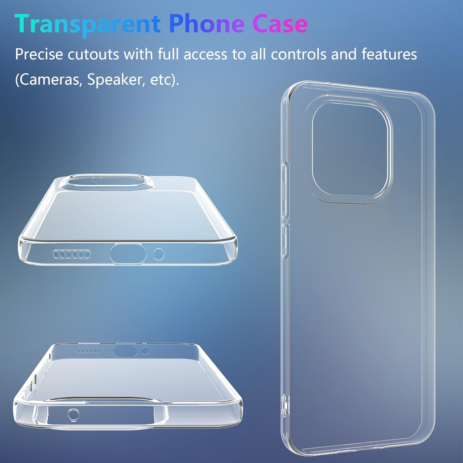 Effcotuo Case for Xiaomi 15T 5G Cover with 2 Pieces Screen Protector for Tempered Glass Screen Protector Transparent Mobile Phone Case Transparent Silicone TPU Protective Case - Vivo X300 Pro image number 4