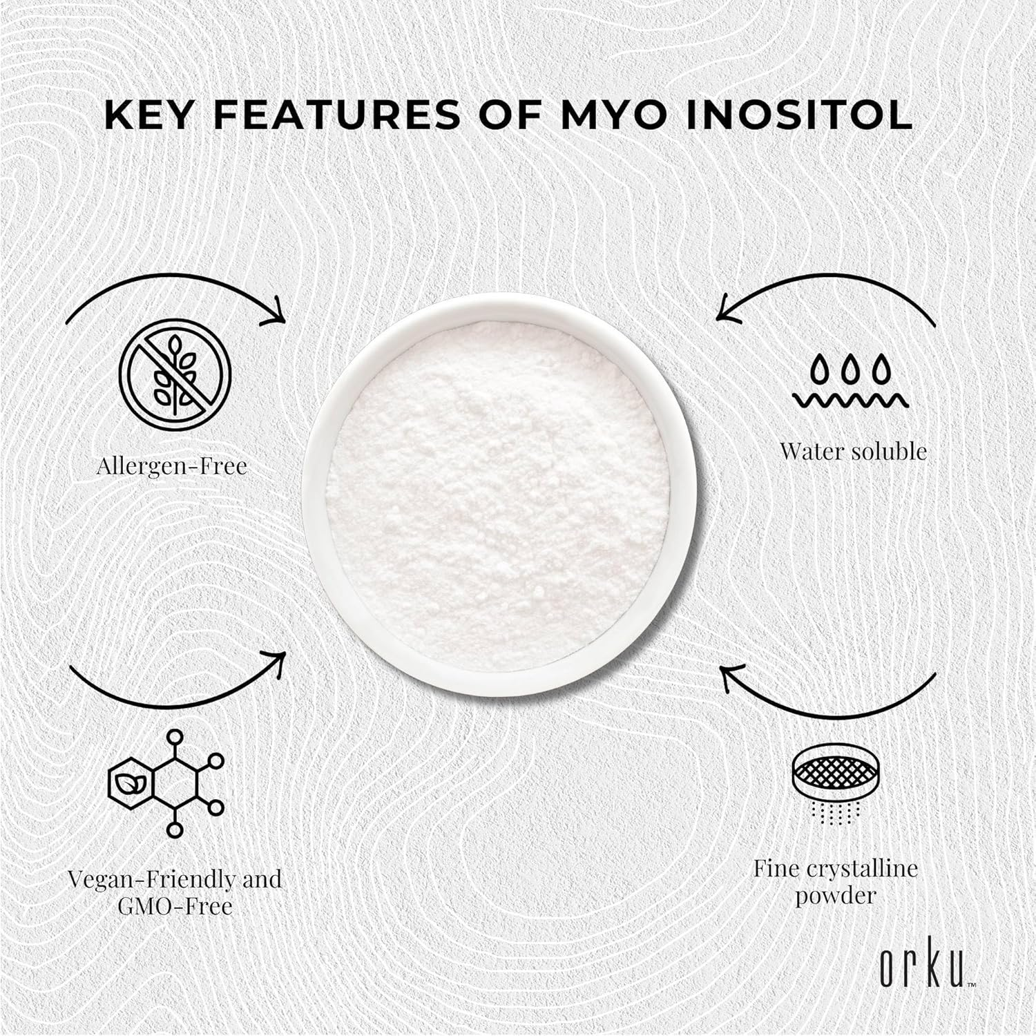 Orku 800G Myo Inositol Powder Tub - USP Grade High Purity Unflavoured image number 6