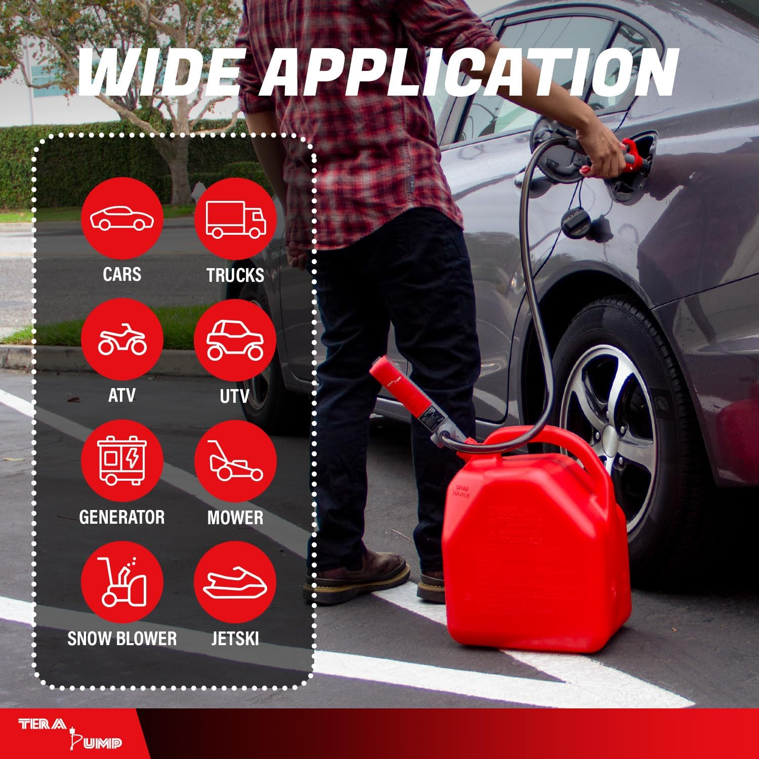 TERA PUMP Portable Battery Powered Multipurpose Gas Transfer Pump (2.8 Gallons/Min) &ndash; 2Nd Gen Liquid Transfer Pump with Quick Stop Nozzle for Gasoline, Diesel, DEF, Kerosene image number 1