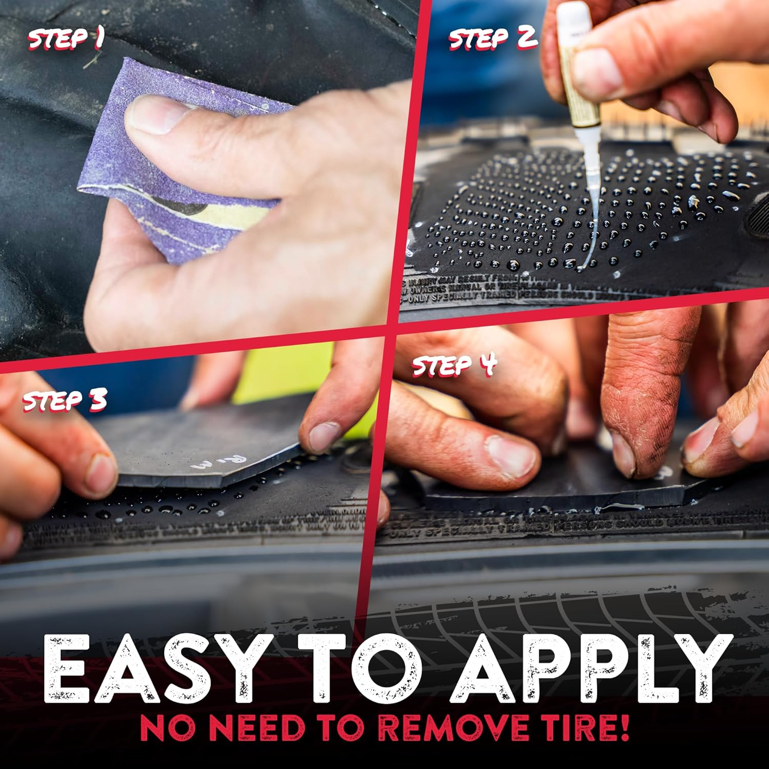 GLUETREAD MORE TREAD MORE TRACTION Gluetread Tractor Sidewall Tire Repair Kit | Off-Road Puncture Anywhere No Need to Remove Enough Material Patch 5-7 Tires for Tractors, Trailers and Mowers image number 1